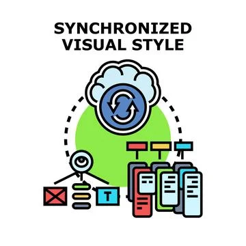 Synchronized visual style across digital platforms and devices Stock Illustration