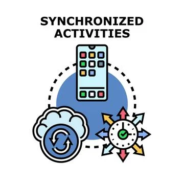 Synchronizing activities across devices and cloud platforms イラスト素材