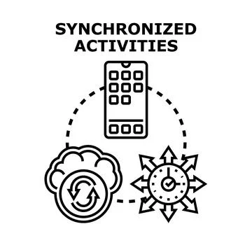 Synchronizing activities across devices and cloud platforms Stock Illustration