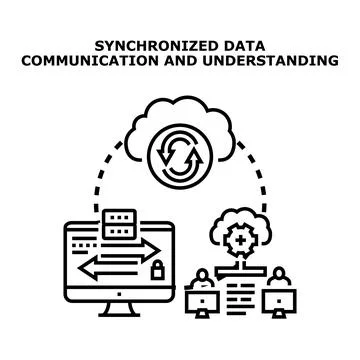 Synchronizing data for cloud computing and secure communication Stockillustratie