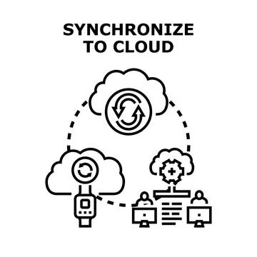 Synchronizing data to cloud storage from devices 스톡 일러스트