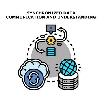 Synchronizing data, communication and global network operations Stock Illustration