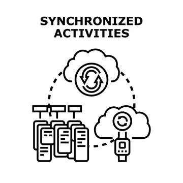 Synchronizing digital devices and activities through cloud computing Stock Illustration