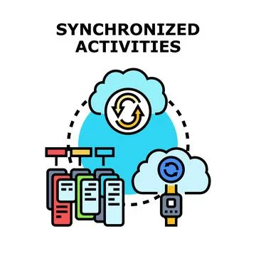 Synchronizing digital devices and activities through cloud computing Stock Illustration