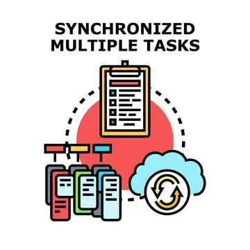Synchronizing multiple tasks managing data process workflow イラスト素材
