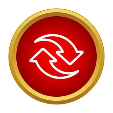 Synchronizing refresh arrows in red circular button 스톡 일러스트