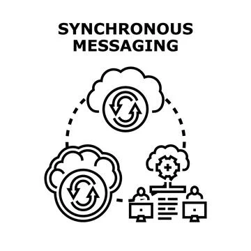 Synchronous messaging concept establishing real time communication Illustrazione stock