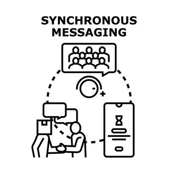 Synchronous messaging concept for instant communication and collaboration Stock Illustration
