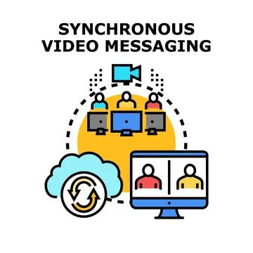 Synchronous video messaging communication during online meetings Stock Illustration