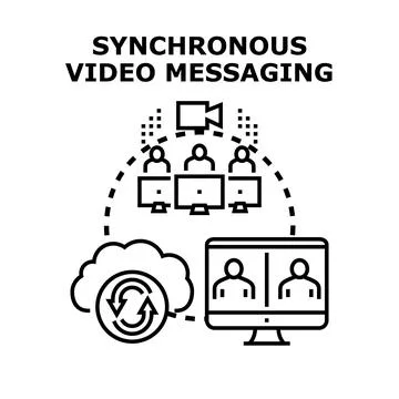 Synchronous video messaging communication during online meetings Stock Illustration