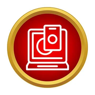 Syncing data between laptop and smartphone devices Stock Illustration