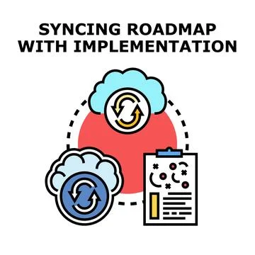 Syncing roadmap and strategy for successful implementation concept Illustrazione stock
