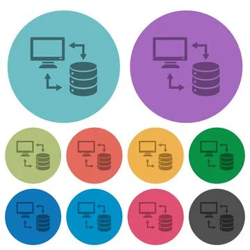 Syncronize data with database color darker flat icons Stock Illustration