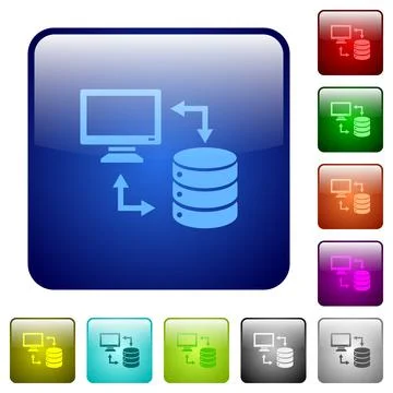 Syncronize data with database color square buttons Stock Illustration