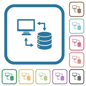 Syncronize data with database simple icons Stock Illustration
