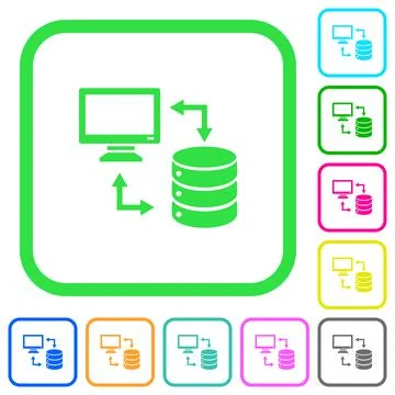 Syncronize data with database vivid colored flat icons Illustrazione stock