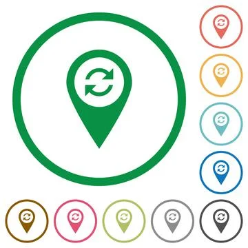 Syncronize GPS map location flat icons with outlines イラスト素材