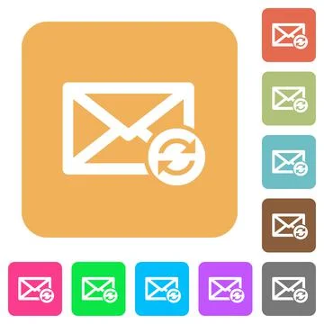 Syncronize mails rounded square flat icons Stock Illustration