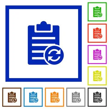 Syncronize note flat framed icons Stock Illustration