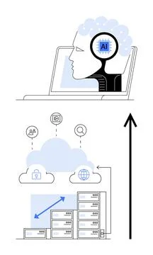 Synergy of Artificial Intelligence and Cloud Computing for Enhanced Data Ma.. Illustrazione stock