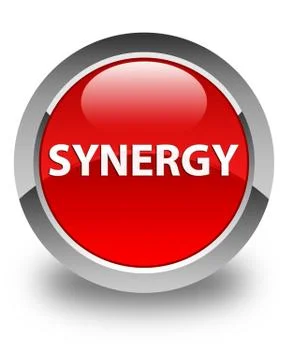 Synergy glossy red round button Stock Illustration