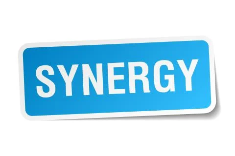 Synergy square sticker on white Stock Illustration