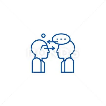 Synergy talks line icon concept. Synergy talks flat vector symbol, sign, outline Stock Illustration
