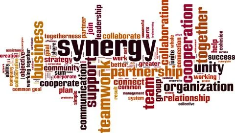 Synergy word cloud Stock Illustration