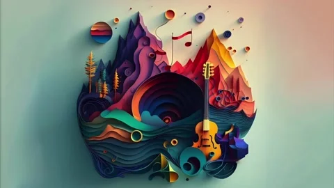 Synesthesia seeing colors with sound graphics.  Looping Stock Footage 233363208
