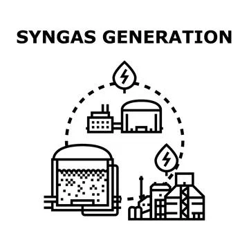 Syngas generation developing clean energy production process Stock Illustration