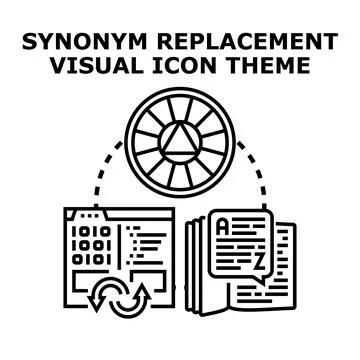 Synonym replacement software program icon concept Stock Illustration