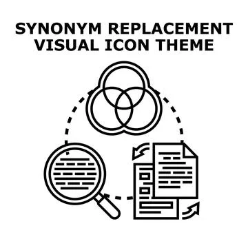 Synonym replacement visual icon theme concept Stock Illustration