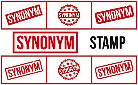 Synonym Stamp. Red Synonym Rubber grunge Stamp set Stock Illustration