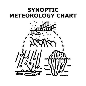Synoptic meteorology chart with changing atmospheric weather Stock Illustration