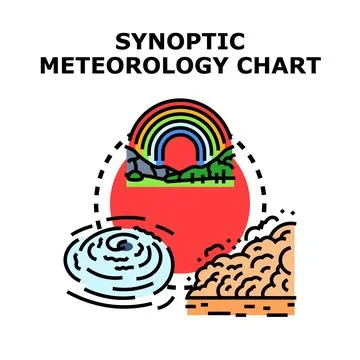 Synoptic meteorology chart displaying weather conditions 스톡 일러스트