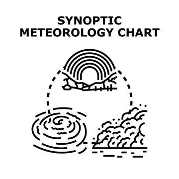 Synoptic meteorology chart displaying weather conditions イラスト素材