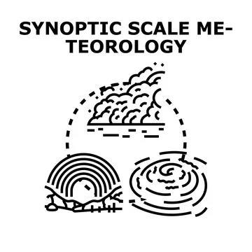 Synoptic scale meteorology weather phenomena observation Stock Illustration