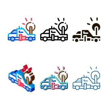Synoptic truck icon variants vector outline Stock Illustration