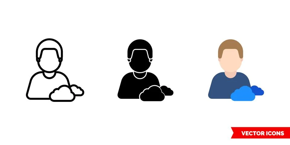 Synoptic weather icon of 3 types color, black and white, outline. Isolated ve Stock Illustration