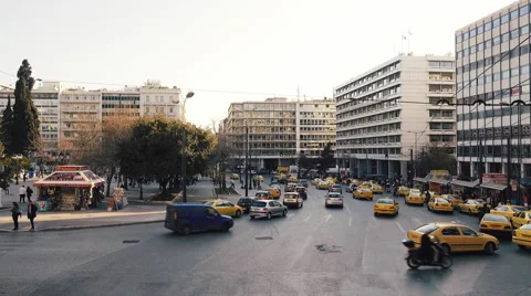 Syntagma square intersection high angle locked down shot. Stock Footage 60851160