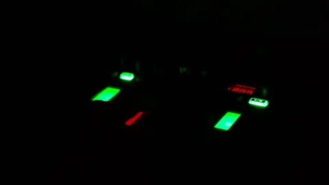 Synth Bass in The Dark With Glowing Lights Stock Footage 71477702