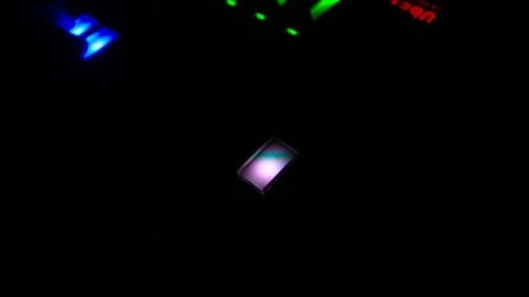Synth Bass in The Dark With Glowing Lights Stock Footage 71478708