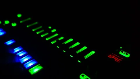Synth Bass in The Dark With Glowing Lights Stock Footage 71479035