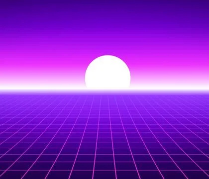 Synth wave retro grid background. Synthwave 80s vapor vector game poster neon Stock Illustration