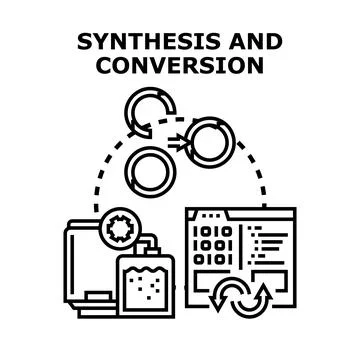 Synthesis and conversion process creating new information Stock Illustration