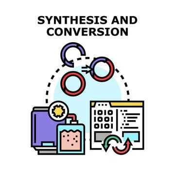Synthesis and conversion process creating new information Stock Illustration