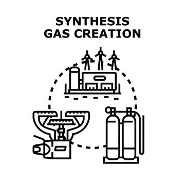 Synthesis gas creation process producing energy and fuel Stock Illustration