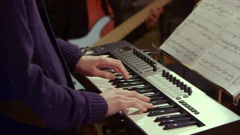 Synthesizer Close Up in Recording Studio Stock Footage 258067474