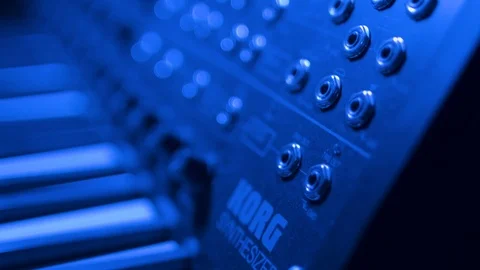 Synthesizer Closeup Shallow Depth of Field Stock Footage 122786925
