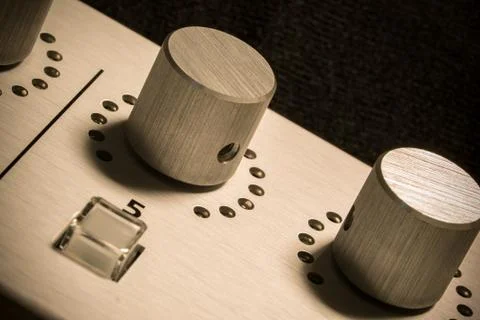 Synthesizer controller knobs mixer led ring Stock Photos